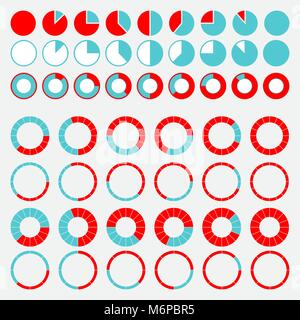 Set of brightly colored pie charts Stock Vector