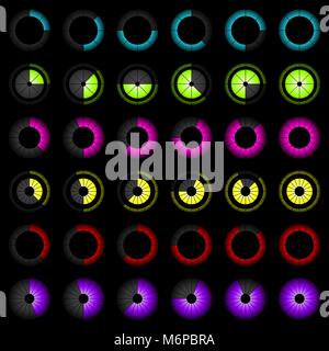 Set of bright progress indicators for the web Stock Vector