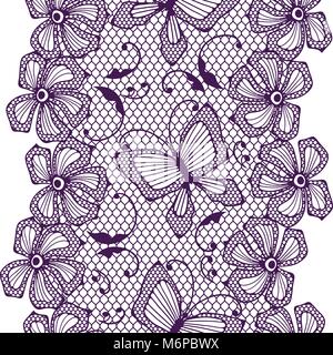 Seamless lace pattern with butterflies and flowers Stock Vector