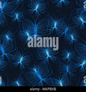 Night butterflies seamless patten Stock Vector