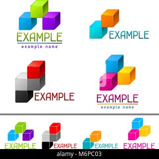 Set of abstract brands from vector cubes Stock Vector