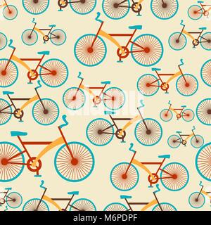 Retro seamless travel pattern of bikes Stock Vector