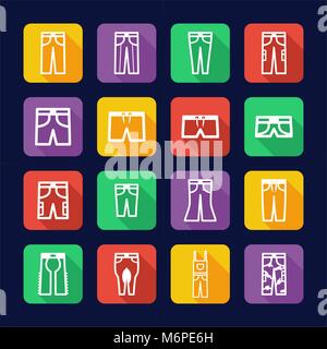 Pants Icons Flat Design Stock Vector