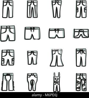 Pants Icons Freehand 2 Color Stock Vector