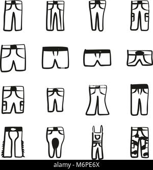 Pants Icons Freehand Fill Stock Vector