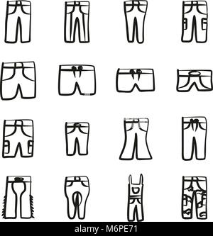 Pants Icons Freehand Stock Vector