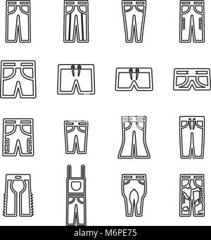 Pants Long & Short Icons Thin Line Vector Illustration Set Stock Vector
