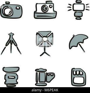 Photography Icons Freehand 2 Color Stock Vector