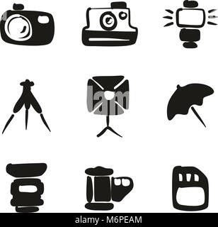 Photography Icons Freehand Fill Stock Vector