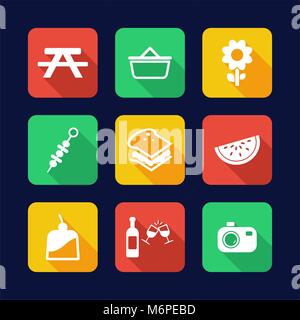 Picnic Icons Flat Design Stock Vector