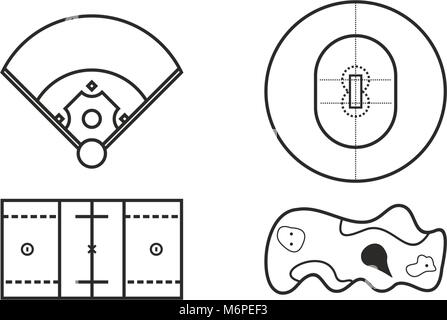 Playing Fields Icons Set 9 Stock Vector