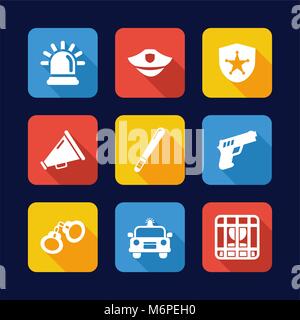 Police Icons Flat Design Stock Vector