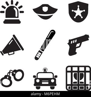 Police Icons Stock Vector