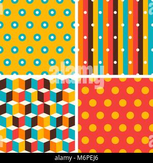 Seamless abstract retro geometric patterns set Stock Vector