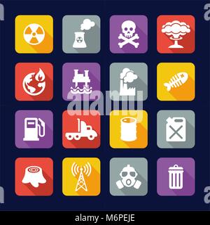 Pollution Icons Flat Design Stock Vector