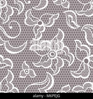 Lace fabric seamless pattern with abstract flowers Stock Vector