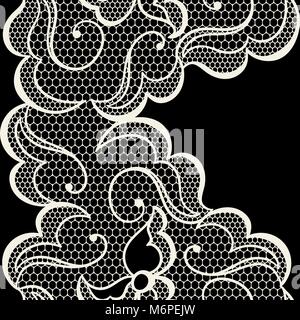 Lace fabric seamless pattern with abstract flowers Stock Vector