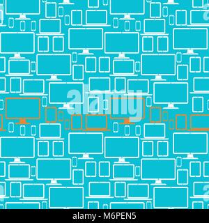 Seamless pattern with electronic devices Stock Vector