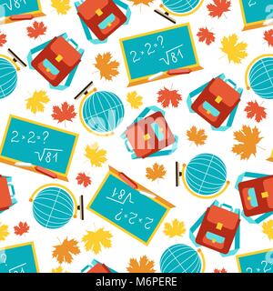 Seamless pattern with school icons Stock Vector