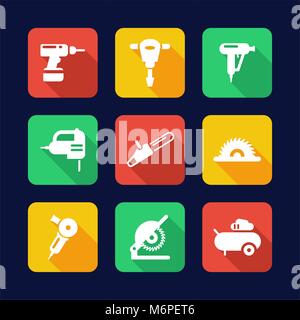 Power Tools Icons Flat Design Stock Vector