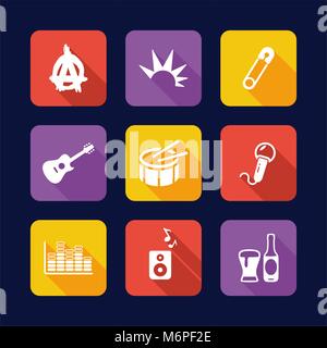 Punk Icons Flat Design Stock Vector