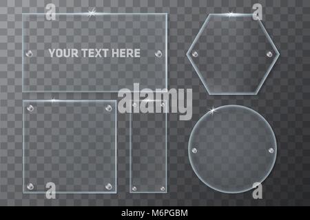 Realistic Transparent Glass Geometry Frames Template Stock Vector