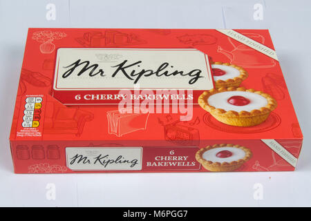 CHESTER, UK - MARCH 4TH 2018: Box of Mr Kipling Cherry Bakewell Tarts Stock Photo