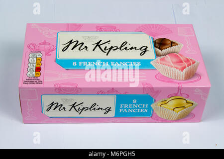 CHESTER, UK - MARCH 4TH 2018: Box of Mr Kipling French Fancies cakes Stock Photo