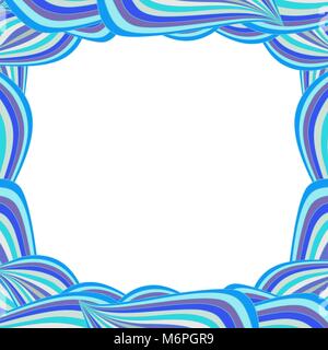 Cute vibrant template with blue curly lines and space for text. Vector template, framework, border. Stock Vector