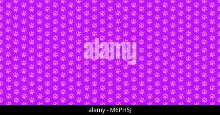 Cute seamless pattern of animal pawprints in pink and lilac colors. Vector illustration, banner, template, wallpaper. Stock Vector