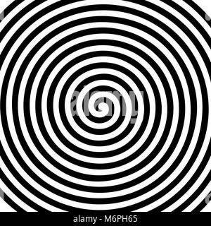 Black white round abstract vortex hypnotic spiral wallpaper. Vector illustration optical illusion spiral anaglyph opt art illustration. Volute, spiral Stock Vector