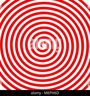 Red white round abstract vortex hypnotic spiral wallpaper. Vector illustration optical illusion spiral anaglyph opt art illustration. Volute, spiral,  Stock Vector