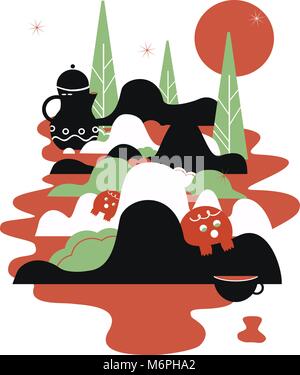 Cute little characters. Funny creatures on abstract background vector illustration. Stock Vector