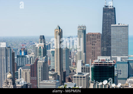 Aerial view of Chicago skyline including John Hancock building Stock Photo