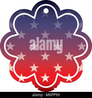 tag shape flower and flag of united states blur vector illustration Stock Vector