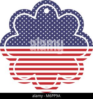 tag shape flower and flag of united states emblem vector illustration Stock Vector