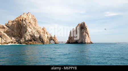 Parasailing above Los Arcos at Lands End in Cabo San Lucas Baja California Mexico BCS Stock Photo