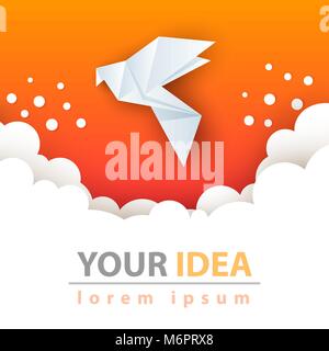 Dove paper illusration. Cloud template. Stock Vector