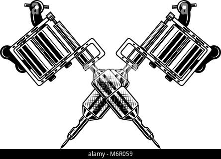 Crossed tattoo machines isolated on white background. Design element ...