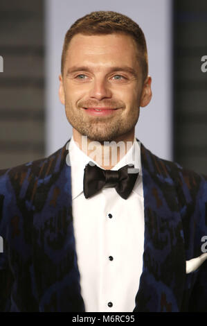 Sebastian Stan attending the 2018 Vanity Fair Oscar Party hosted by Radhika Jones at Wallis Annenberg Center for the Performing Arts on March 4, 2018 in Beverly Hills, California. | Verwendung weltweit Stock Photo