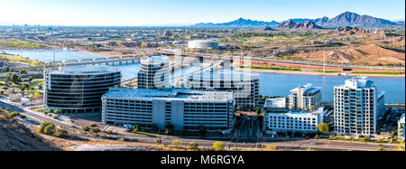 An overlook from atop Mountain Butte of a financial district in Phoenix Arizona Stock Photo