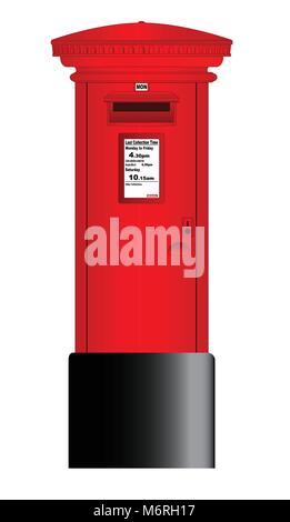 A typical british Royal Mail post box isolated over a white background. Stock Vector