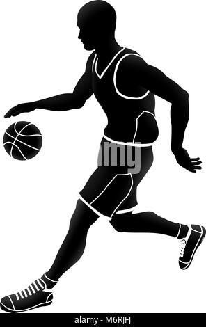 Basketball Player Sports Silhouette Stock Vector
