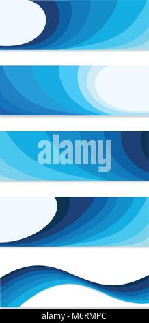 Set of blue web banners Abstract  business background bannerl blue wave Stock Vector