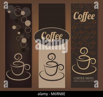 Elegant Coffee banners with coffee cups Stock Vector