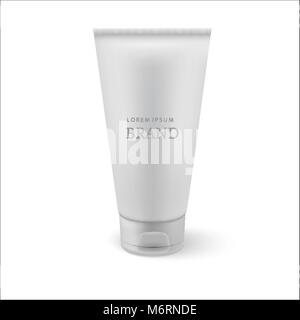 Tube Of Cream Or Gel Grayscale Silver White Clean. Ready For You Stock Vector