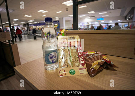 Easyjet Snack Box Meal deal food and drink on tray on an easyJet Airbus A320 NEO jet ...