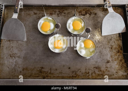 Fried egg , Egg cookingl in frying pan Stock Photo