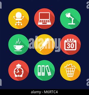 Office Icons Flat Design Circle Stock Vector