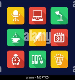 Office Icons Flat Design Stock Vector